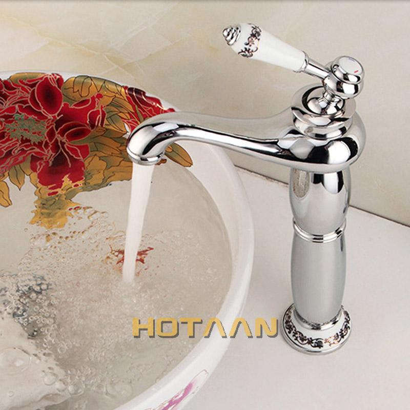 Luxury Basin Faucet Modern Faucet Bathroom Faucet Gold Finish Hot & Cold Brass Basin Sink Faucet Single Handle with Ceramic Taps