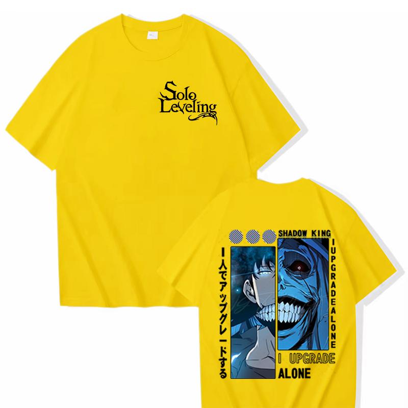 Anime Solo Leveling Cotton T-shirt Sung Jin-woo Print Men Women Clothes Solo Leveling Anime Manga Street Style Harajuku Male Top