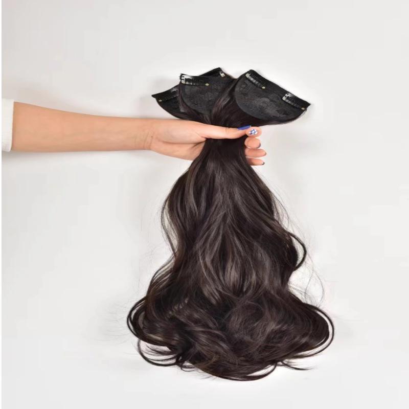 Women's Seamless Hair Extensions: 3-Piece Set for Thick, Long Curly or Straight Hairstyles