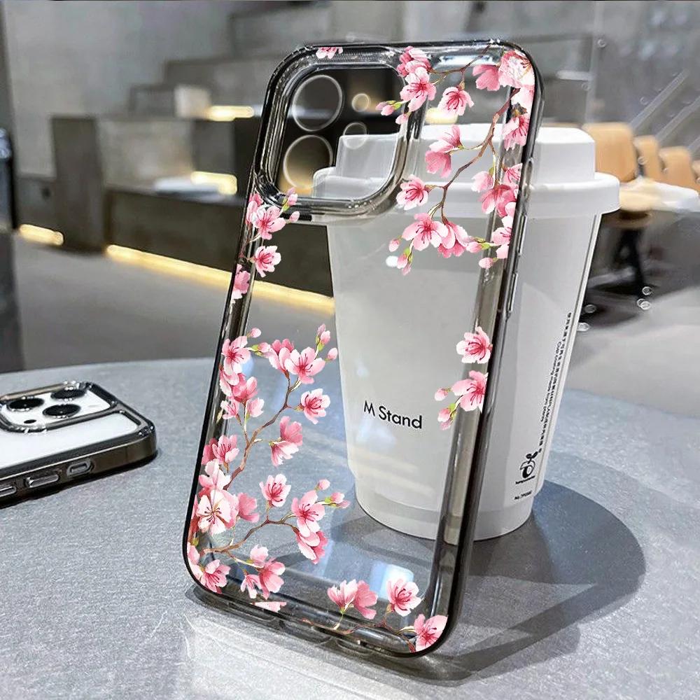 Fashion Flower Phone Case for iPhone 16 15 11 12 14 13 Pro Max Mini SE2 7 8 Plus Shockproof Transparent Silicone Shell Fundas