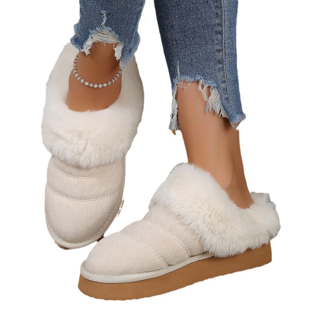 Módní Nové Zimní Chlupaté Dámské Pantofle Vnitřní Měkké Domácí Boty Módní Značka Nadýchané Semišové Dámské Boty Venkovní Protiskluzové Ploché Pantofle
