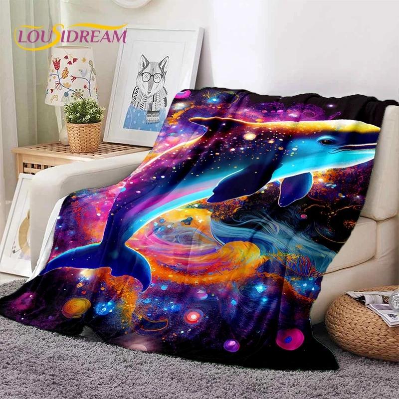 3D Vízalatti Világ Tengerfenék Delfin Rajzfilm Puha Flanel Takaró Ágyakhoz Hálószobába Kanapéra Piknikhez, Dobótakaró Kültéri Szabadidőhöz