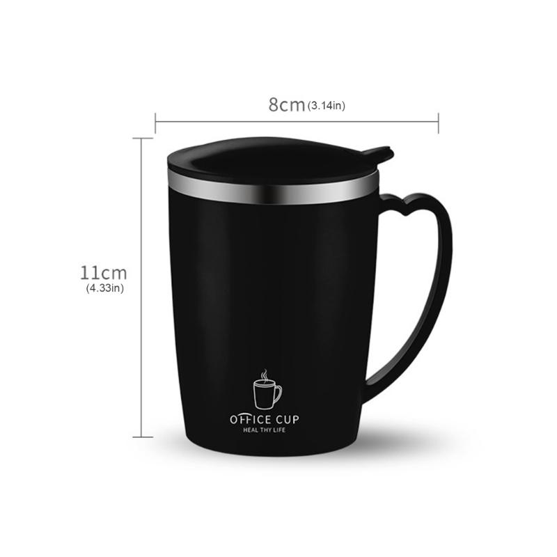 Termisk kaffemugg med lock och handtag Rostfri resemugg Vakuumvärmeisolering Vattenflaskor