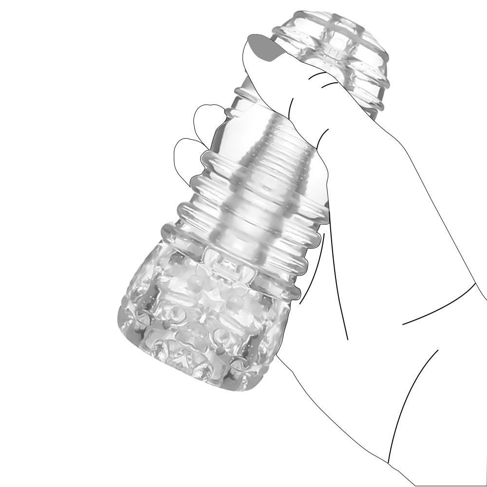 Hand Held Transparent Masturbator Realistic Vagina Blowjobs Deep Throat Stimulator for Men Dick Glans Trainer Massager Sex Toys