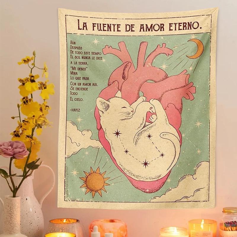 

Солнце и Луна, Таро, Кот, гобелен, настенный гобелен, колдовство, вы сын Вселенной, тайна, домашний декор, декор для спальни 100X75CM