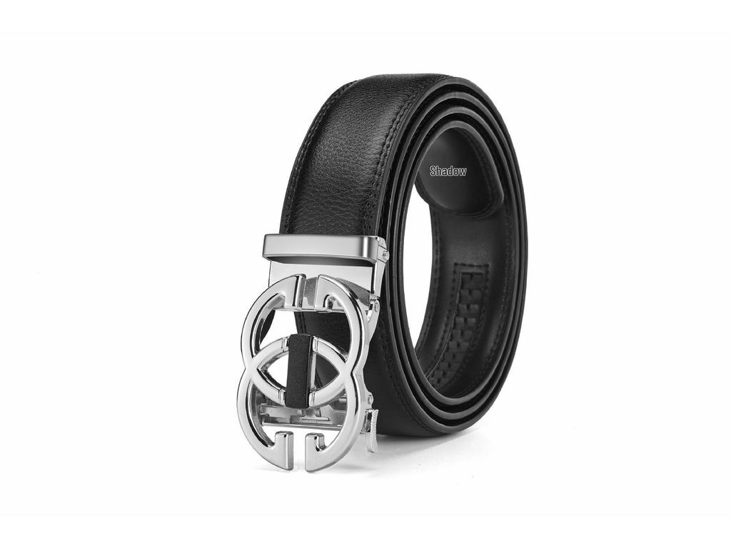 Men's Leather Belt - Casual Business Style with Smooth Alloy Automatic Buckle