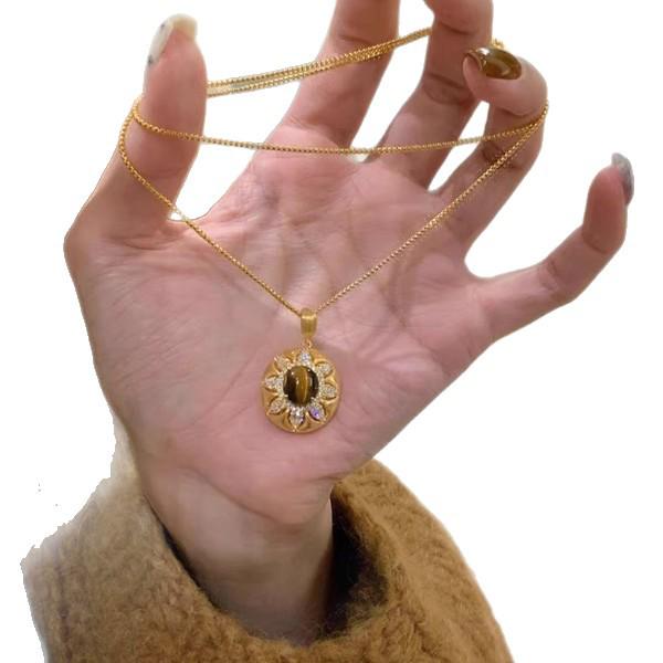 S925 Silver Tigeröga Vintage Filigran Halsband