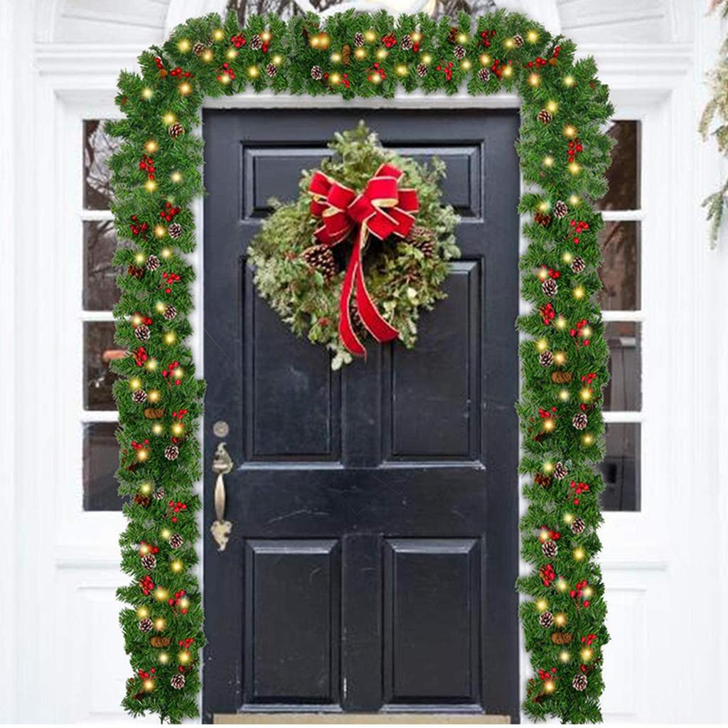 Lighted Christmas Garland Waterproof Christmas Rattan Decor Lightweight Decorations Ornaments For Party Company Window Outdoor