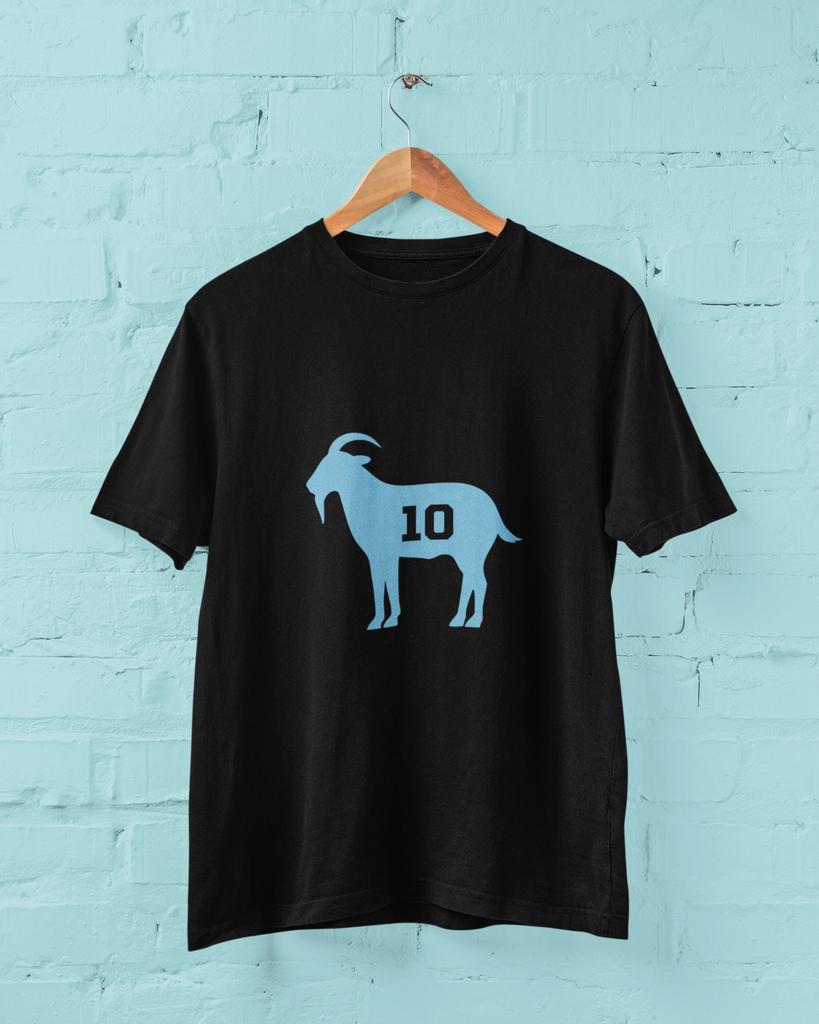 Unisex Goat No10 Messi Silhouette Tshirt Argentina Football Legend Print Cotton Short Sleeve World Cup Soccer Fan Casual Tee
