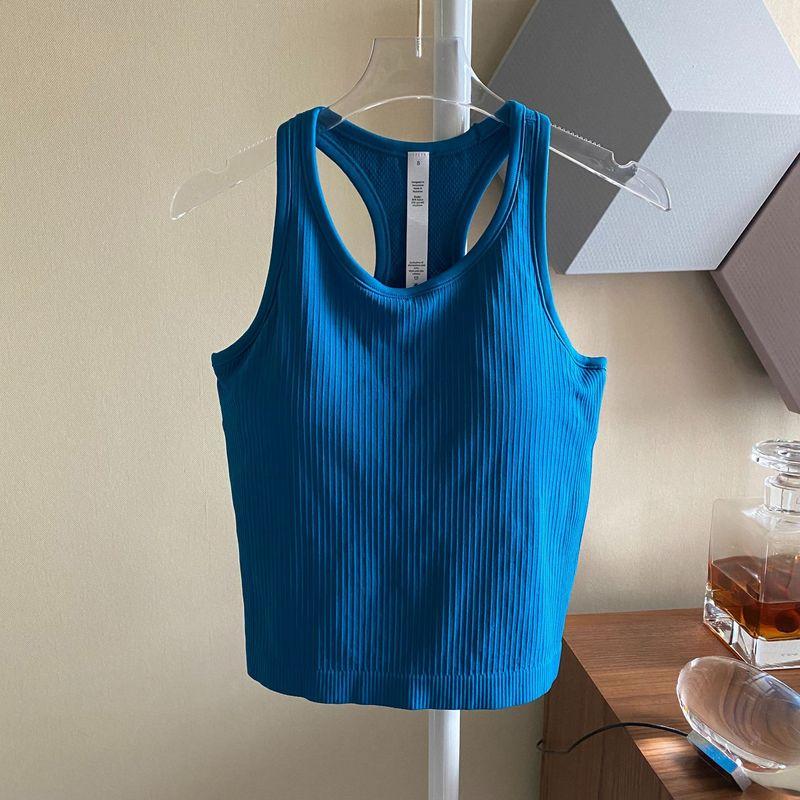 Foreign Trade Contrast Color Patchwork Solid Seamless Belt Chest Pad I-Shaped Yoga Vest Women Cross-Border Fitness Thread Top Outer Wear