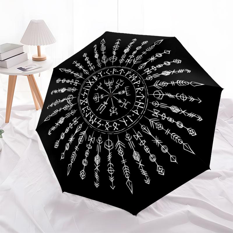

1PC Viking theme Umbrella Portable Folding Umbrella Iron Frame Hole Bone Structure Outdoor Home Umbrella A7 разноцветный