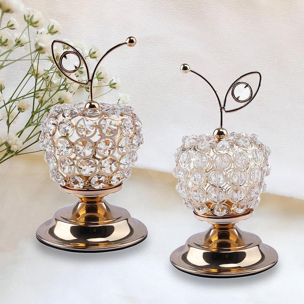 Beads Apples Modern Table Centerpiece Decor Artificial Fruit Figurine Statue Crystal Ornament for