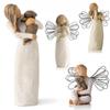1PC Valentine's Day Imitation Wood Carving Parent-child Intimate Ornament Resin Handicraft Home Decoration Couple Ornament