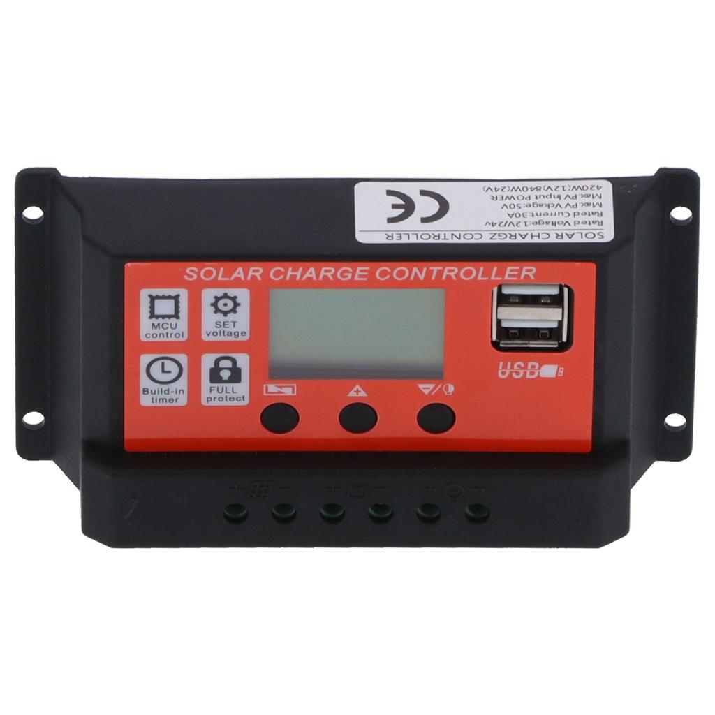 30A 12V 24V PWM Solar Panel Controller Intelligent LCD Display MPPT Battery Regulator