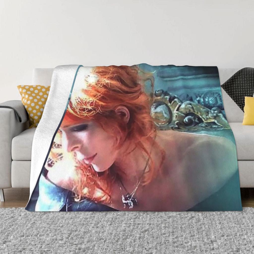 Mylene Farmer French Singer Blanket Soft Warm Flannel Throw Blanket Plush for Living room Picnic Travel Home Couch