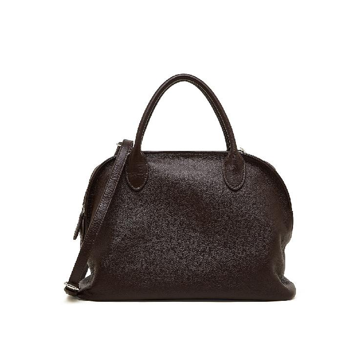 2025 New Bowling Bag Tote Bag Retro Minimalist Style Top Layer Cowhide Handbag Shell Bag Genuine Leather Women's Bag