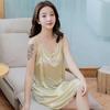 Simulated Silk Nightdress Sexy Fun Pajamas Lace Slim Skirt Solid Color Home Wear