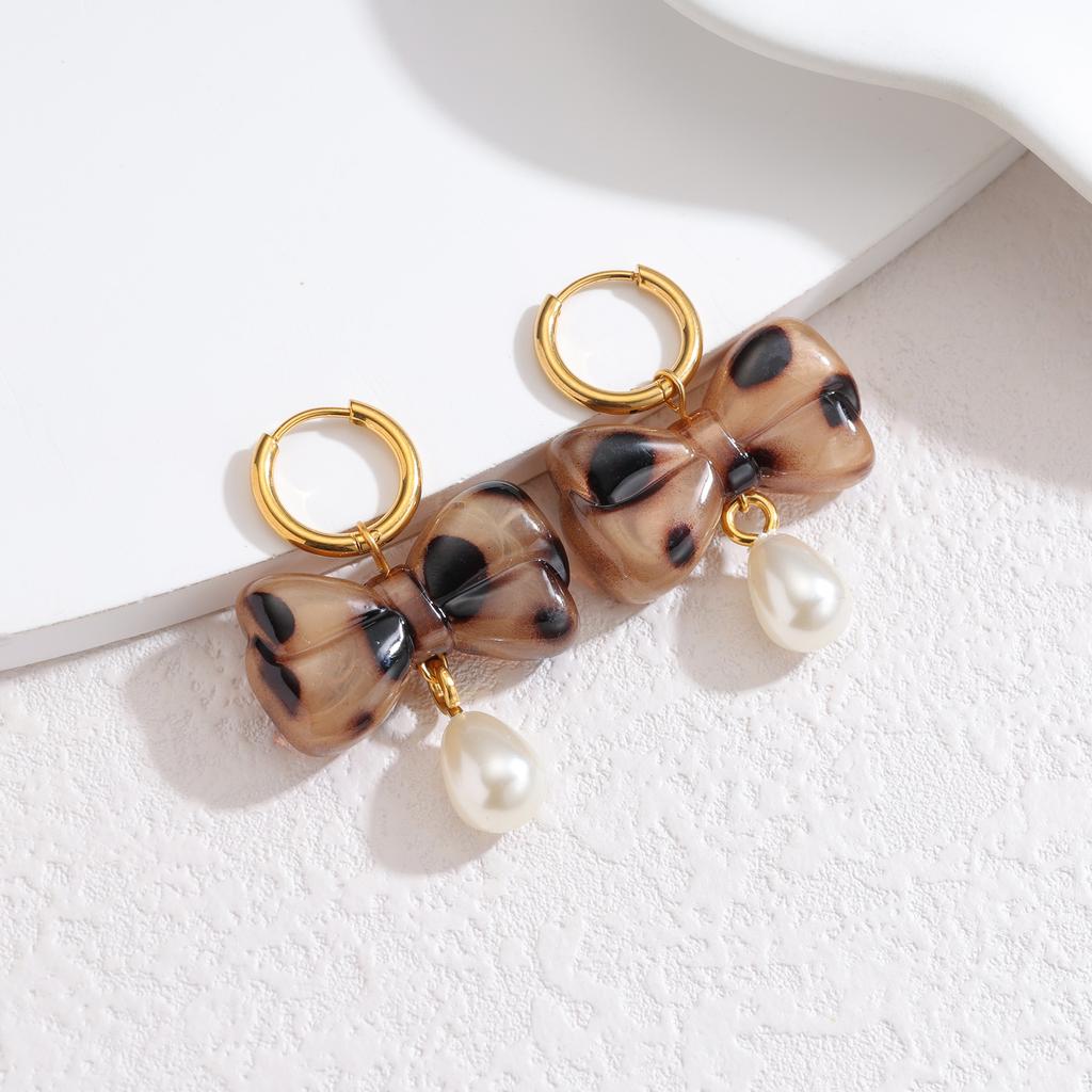 Atoztide Nouvelle Boucle d'Oreille Cœur Imprimé Léopard Vintage pour Femmes Acier Inoxydable Boucles d'Oreilles Statement Pierre Brillante Cadeau de Bijoux de Noël