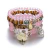 Bohemian Beaded Shell & Leaf Pendant Layered Bracelet Set