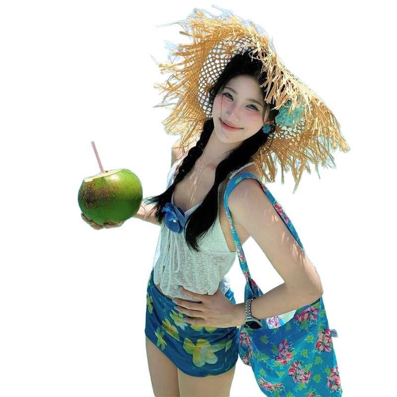 New Pure Desire Wind Sweet Babes Split Skirt Bikini Swimsuit Sexy Seaside Island Beach Vacation Hot Spring