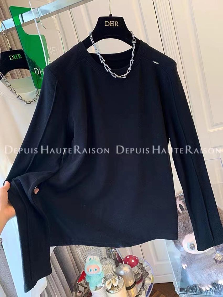 

Plus Size Women s Korean Velour Long Sleeve T-shirt - Autumn/Winter Relaxed Fit XXXL чёрный