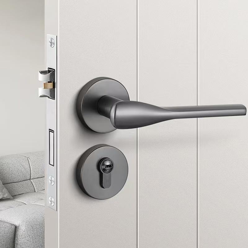 High Quality Door Handle Lock Set Gray Aluminium Door Handles Luxury Heavy Duty Privacy Door Lever Handle with Lock