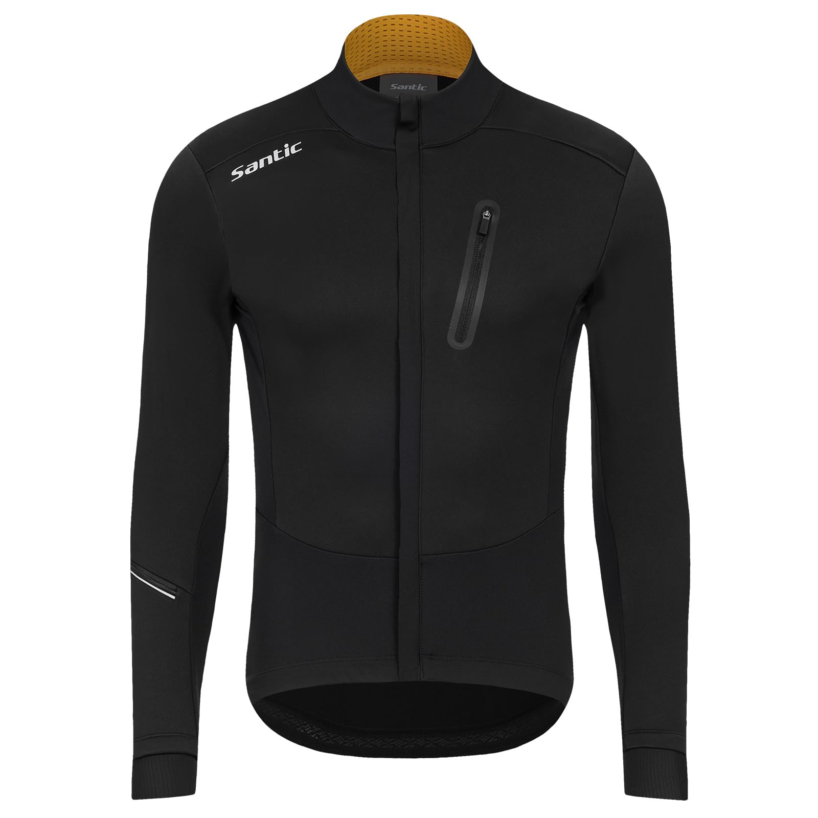 

Santic Men s Long Sleeve Fleece-Lined Cycling Jacket/Windbreaker for Autumn/Winter Road Bikes, Windproof and Powerful, Black, Size L