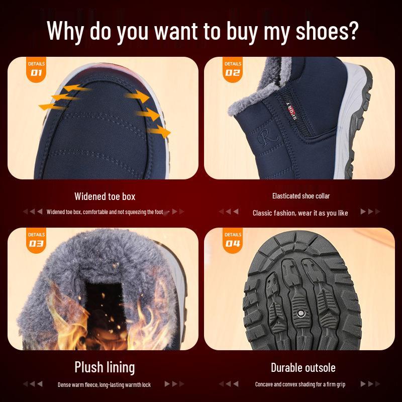Herren Baumwoll Winter Schneestiefel - Plüsch, Verdickt, Warme Stiefeletten für Freizeitkleidung