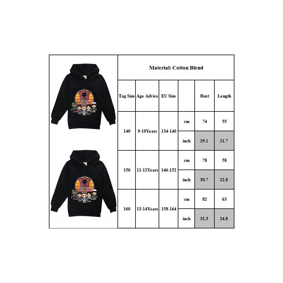 Stranger Things Hellfire Club Kids Hoodie Sweatshirt Long Sleeve Hooded Pullover Casual Tops