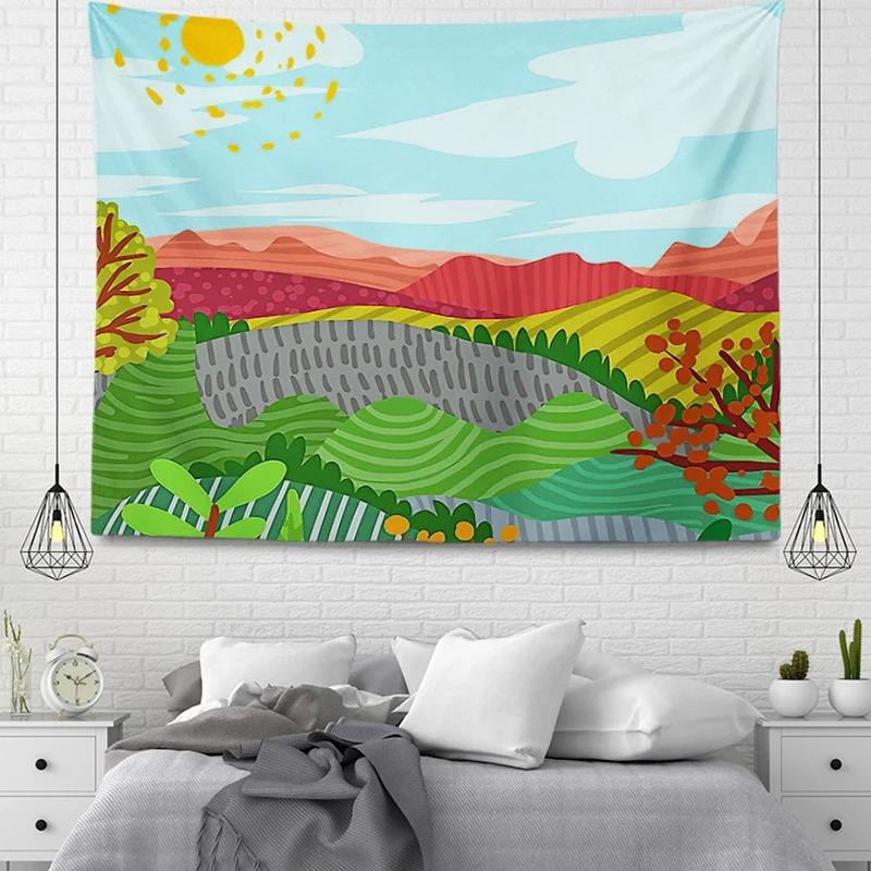 

Простой цветочный гобелен с рисунком из мультфильма, домашний настенный декор, гобелен для офиса, гостиной, гобелен 100x75cm