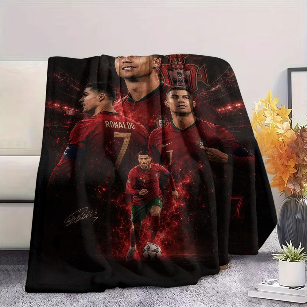 Cristiano Ronaldo Printed Flannel Blanket, Soft Throw for Bedroom Sofa, Washable,soccer Fan Merchandise, Great Gift.