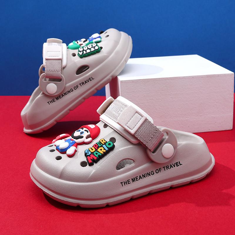 Mario Themed Kids Breathable Anti-slip Eva Clogs For Summer Fun In Gray And Beige Gray Mario,170mm