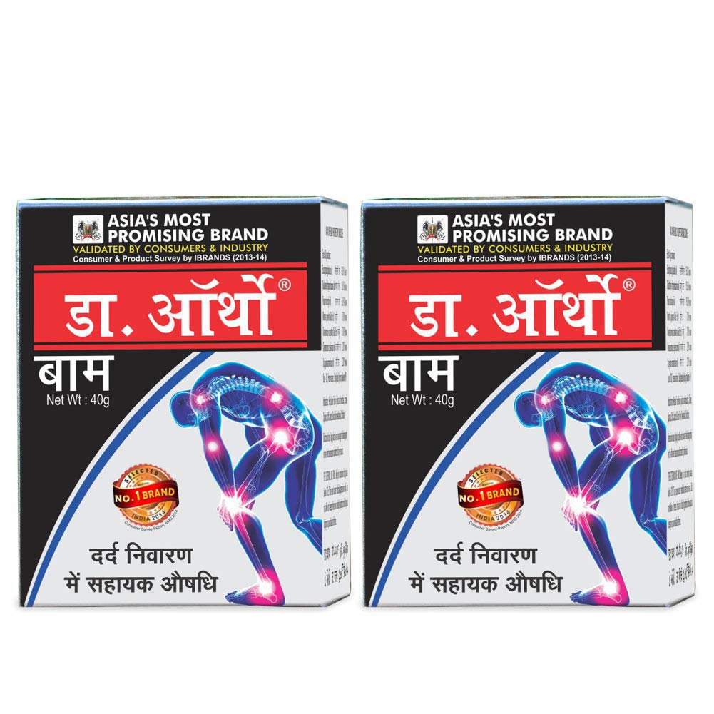 Dr.Ortho Ayurvedic Pain Relief Balm for Joint, Knee, Back Pain - 40g Pack of 2 Natural Relief