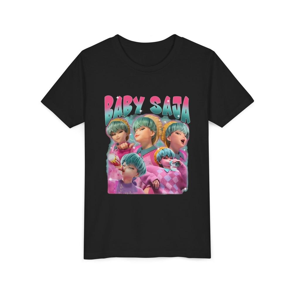 Youth Graphic T-Shirt Tee Tops with 'Baby Saja' Design, Cool Kids T-Shirt Tee Tops, Fun T-Shirt for