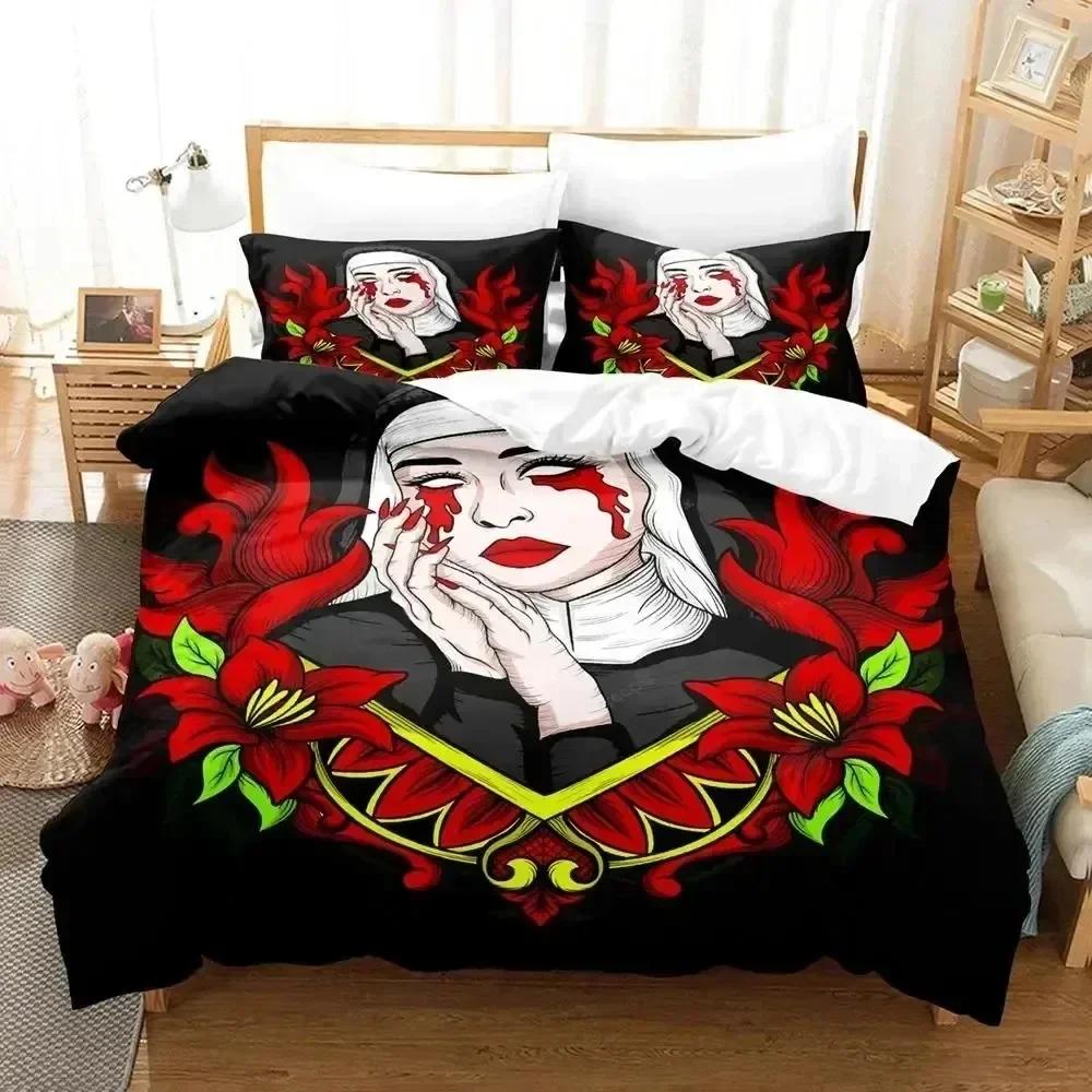 Anime Nun 3D NEW Duvet Cover Pillowcase Bedding Set Adult Boy Girl Bedroom Decoration Children Single Double Large