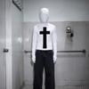 2026 Cross Print Crew Neck Cutout Slim Fit Long Sleeve T-Shirt Street Gothic Style Casual Top