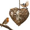 Handmade Fiber Bird Nesting Heart Refillable Hummingbird Nest Holder Dual-Season Outdoor Bird Shelter for Garden Yard Bird Lover