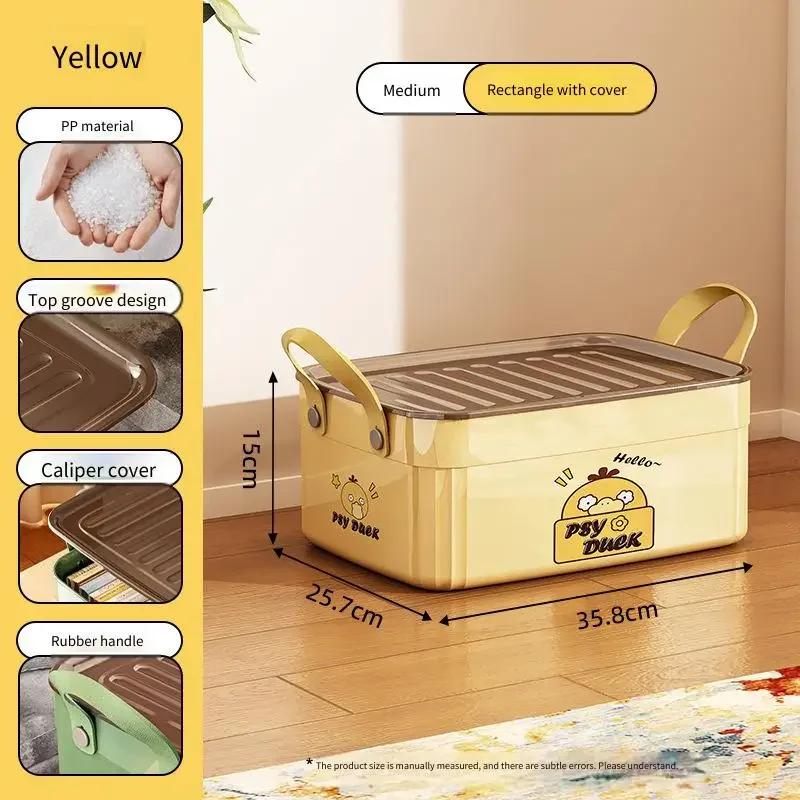 Large Capacity Cartoon Toy Storage Box with New Design Plastic Organizer for Snacks Desktop Living Room Kids Room Organization