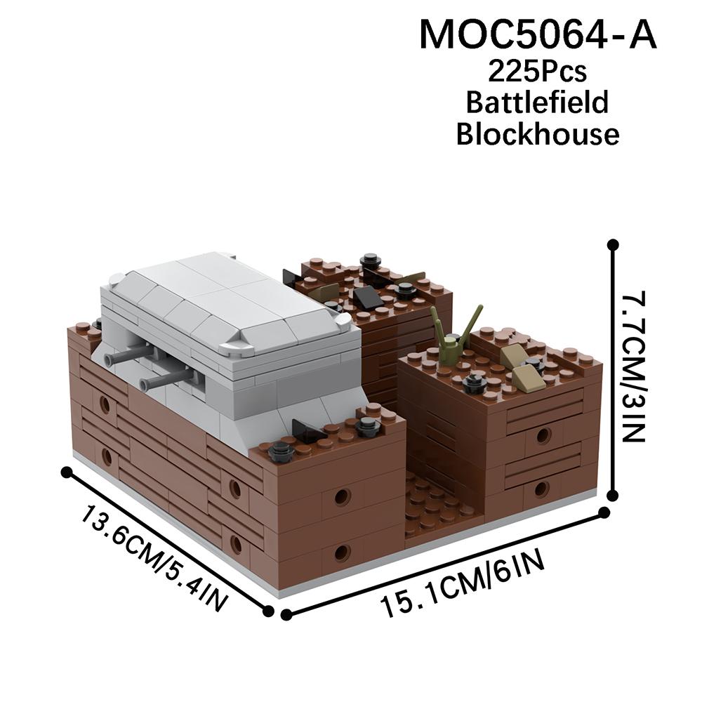 MOOXI Military Series MOC Bricks WW2 Trench FortressBattlefield Scene Set Compatible Wars Action Figure Blocks Toys Gift MOC5064