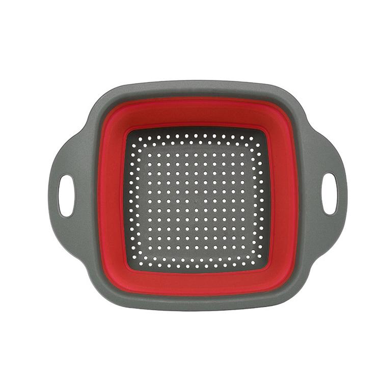 Foldable Square Vegetable Fruit Drain Basket with Handle Food Storage Basket Vegetable Washing Strainer Fruit Tray Kitchen Tool