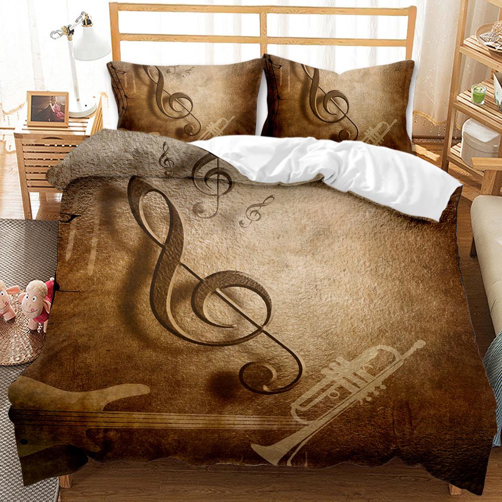 Comforter Music Music With G-Clef Key Instrument Rhythmic Design Queen King Twin Full Size 2/3Pcs Bedding Set
