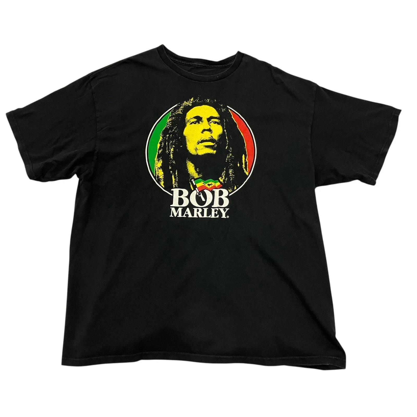 Bob Marley Zion T-Shirt Graphic Print Black Mens 2XL Cotton Reggae Rock Music S