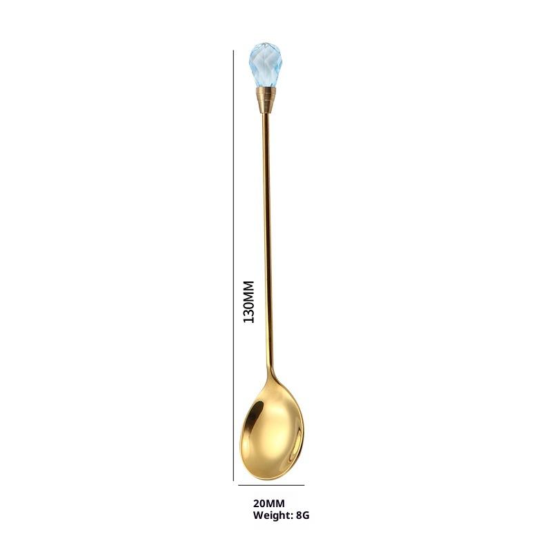 Spoon Set Long Handle Teaspoon 430 Stainless Steel Diamond Ice Spoon Perfect For Dessert Ice Cream Coffee Cocktail