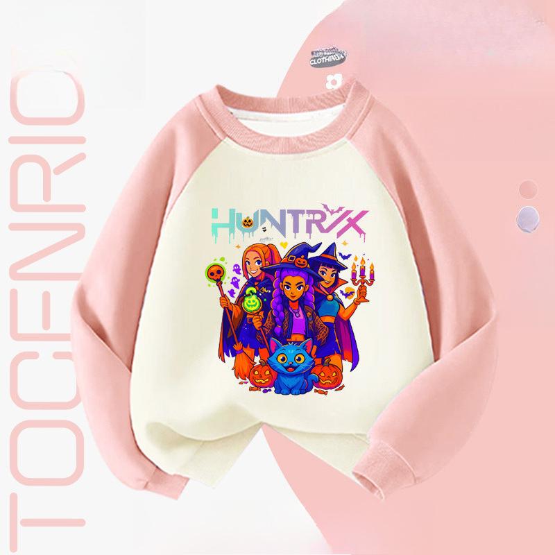 Kpop Witch Hunt Girls  Shoulder Hoodie New Autumn Clothing Children s Top 160