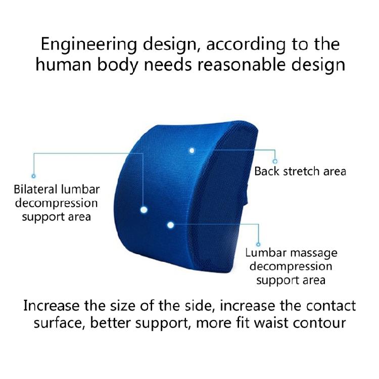 Memory Foam Lumbar Back Support Cushion Seat Waist Back Pillow Home Car Office