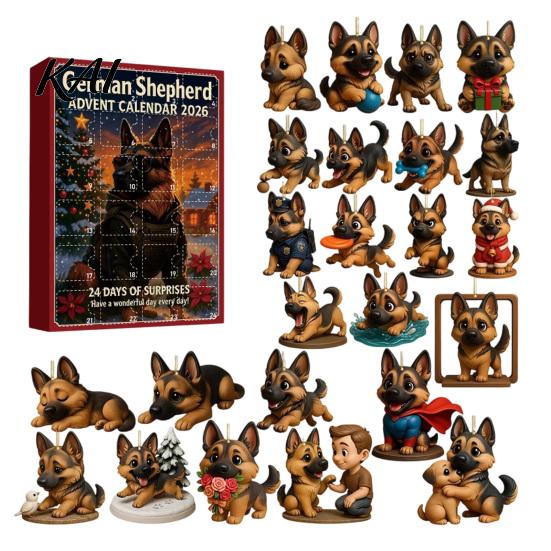 Dog Advent Calendar 24 Day Calendar, Cute 2D Flat Chihuahua Hanging Ornaments, Decorative Ornaments for Owners Different Acrylic Pendants Holiday Home