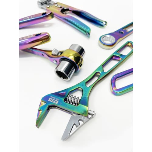 SK11 (SK11) SPIDER Gear Wide Adjustable Wrench Rainbow Colored Titanium Wide Mouth Width 30mm SPD-30GMP