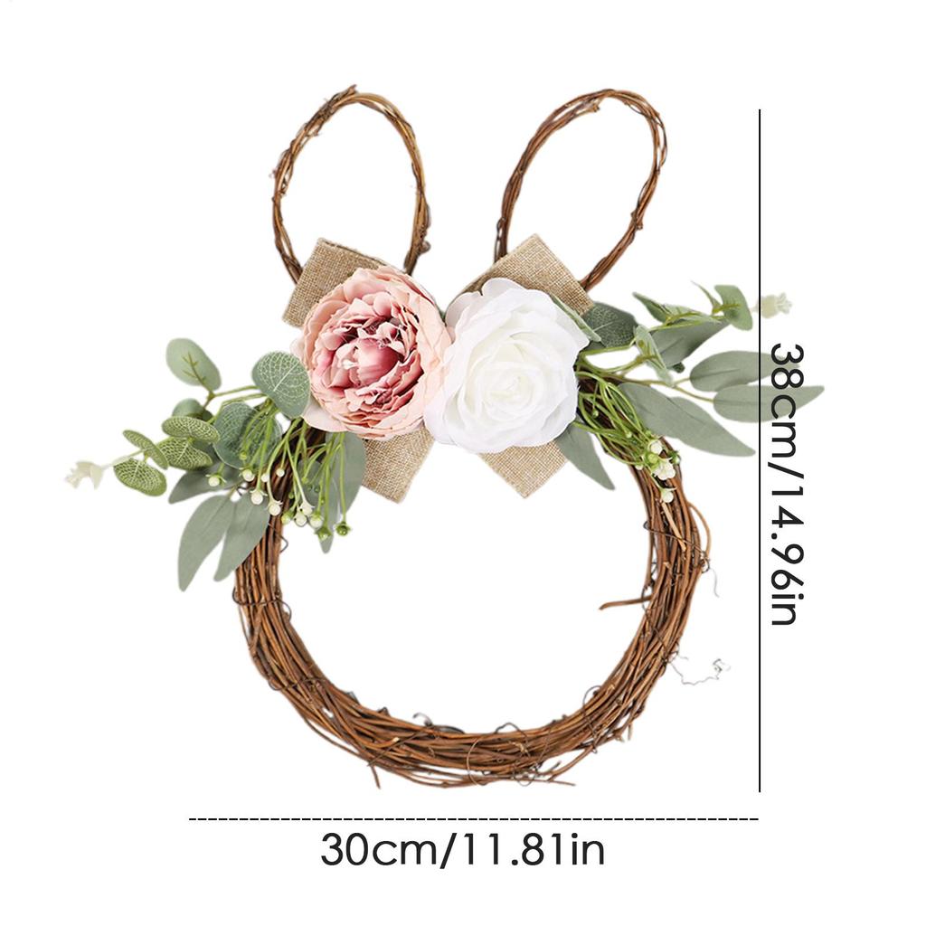 Easter Bunny Wreath Artificial Rabbit Shape Flower Ornament Easter Rabbit Wreath For Outdoor Indoor Home Window Wall Living Room
