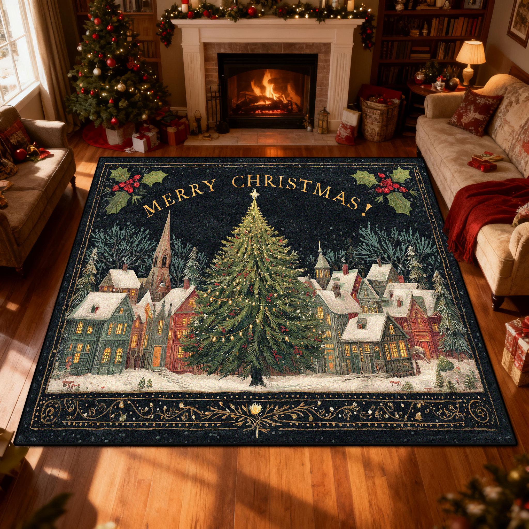 

New Christmas Creativity Decoration Carpet for Living Room High-end Sofa Area Rug Bedroom Bedside Entrance Door Mat Customizable 60x90cm