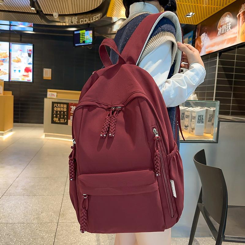 School Bag Children Primary School Students Burgundy Girls Junior High School Students Backpack College Students Backpack